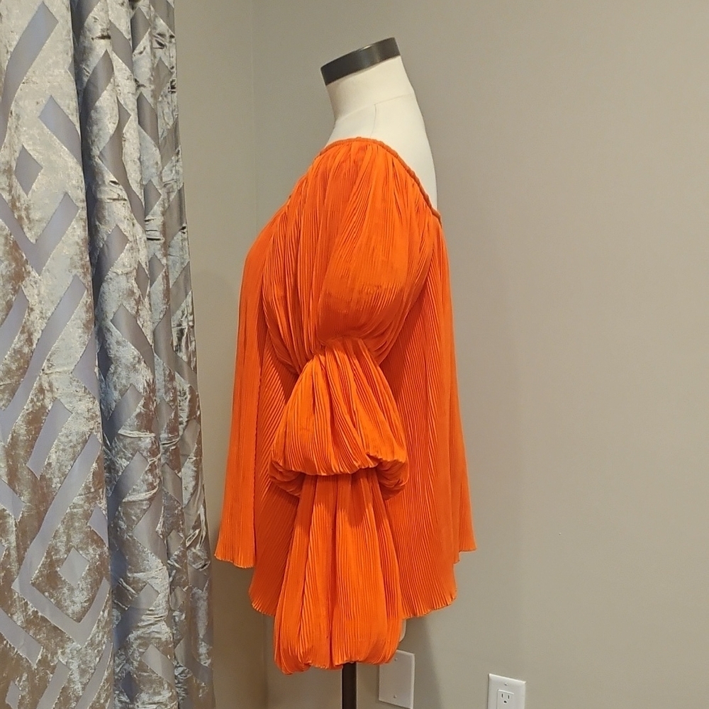 Elegant Orange Off-Shoulder Blouse - Picture 3 of 6